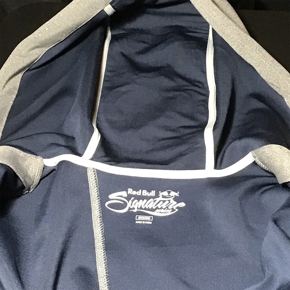 RED BULL Full Zip Men's Sporty Gray Hoodie Jacket with Reflective Trim, Medium - Picture 13 of 16